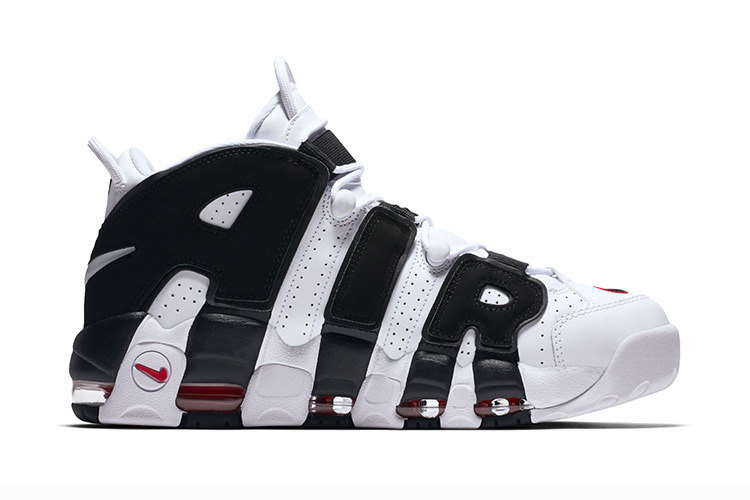 Nike Air More Uptempo Black White Red Shoes